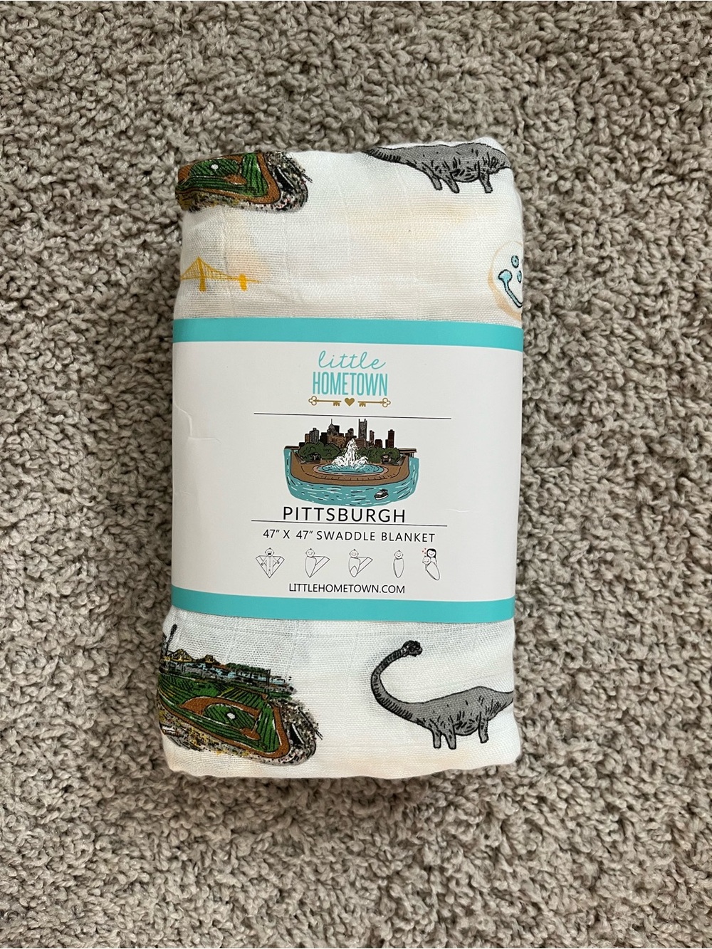 Little Hometown Pittsburgh Swaddle Blanket